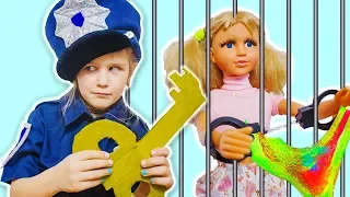 Yana play fun Cops Story  as Cop LOCKED UP Nastya in Jail Playhouse Toy for Kids