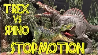 T-REX vs SPINOSAURUS - Stop Motion - Jurassic Repaints JP///