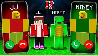 JJ Roblox Noob vs Mikey Roblox Noob CALLING to MIKEY and JJ - in Minecraft Maizen