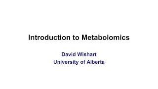 Lecture 1: Introduction to Metabolomics