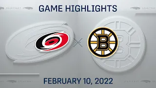 NHL Highlights | Hurricanes vs. Bruins - Feb. 10, 2022