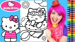 Coloring Hello Kitty Summer Beach GIANT Coloring Page Crayola Crayons | KiMMi THE CLOWN