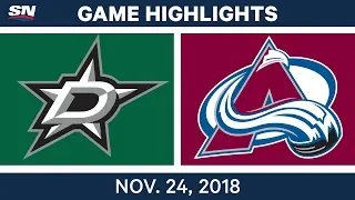 NHL Highlights | Stars vs. Avalanche – Nov. 24, 2018