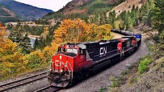 BUSY CN & CPKC FREIGHT TRAINS WORKING THRU THE FRASER CANYON