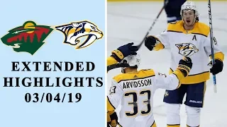 Minnesota Wild vs. Nashville Predators I EXTENDED HIGHLIGHTS I 3/4/2019 I NHL I NBC Sports