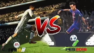 FIFA 18 and PES 18 gameplay comparison |  RONALDO and NEYMAR.jr