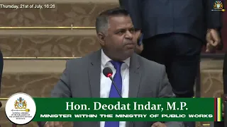 Presentation by Minister within the Ministry of Public Works, Deodat Indar July 21st, 2022