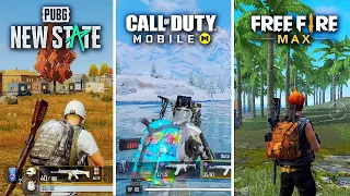 🔥 PUBG New State VS Call of Duty Mobile VS Free Fire MAX 🔥 Comparison - Which is best for mobile?