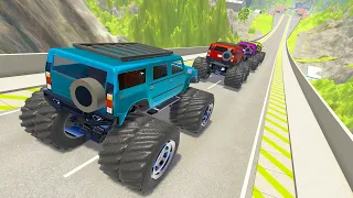 HT Gameplay Crash # 2 | Epic High Speed Jumps Monster Truck and Cars vs Speed Bumps With Giant Pit