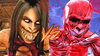 MK9 SHE MEAT VS Real Victory Poses (Side by Side Comparison)