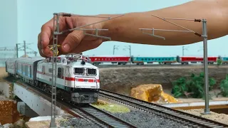 WDG 3A & WAP 7 in  action | DEPARTURE SCENE WITH SOUND EFFECT | HO SCALE INDIAN MODEL TRAIN