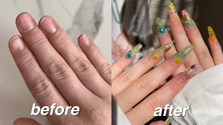 how to create encapsulated flower nails🌸