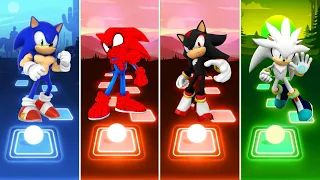 Muscular Sonic 🆚 Spiderman Sonic 🆚 Shadow Sonic 🆚 Silver Sonic | Sonic EDM Rush Tiles Hop