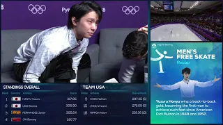 OG 2018  NBCSN - comments after Uno's performance: Yuzuru Hanyu wins back-to-back Olympic title