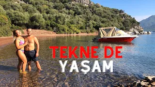 Teknede yaşam | Ada havasında tuttuğumuz balıkları yedik,zeytin topladık | 1 gece 2 gündüz kamp