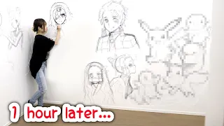 I DOODLE on my new BEDROOM wall in 1 hour!?
