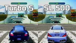 NFS Most Wanted: Porsche 911 Turbo S vs Mercedes SL 500 - Drag Race