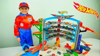 ХОТ ВИЛС МЕГА ГАРАЖ и Машинки против АКУЛЫ - Огромный Трек - Hot Wheels Ultimate Garage