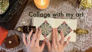 ASMR【Collage with my illustrations】Garden, abstract, vintage, Relaxing paper sounds, Journal idea