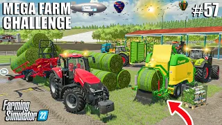 Baling 180CM GRASS BALES with Krone Ultima | MEGA FARM Ep.57 | Farming Simulator 22