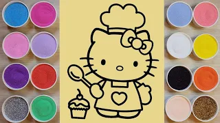 Sand Painting Hello Kitty Pastry Chef❤️沙畫 Tô màu tranh cát