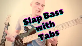 Классный слэп рифф на бас-гитаре в Ля дорийский // Funk slap bass in A dorian with tabs