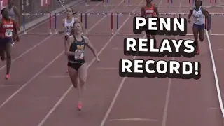 Savannah Sutherland With The Penn Relays MEET RECORD In Collegiate Women's 400m Hurdles