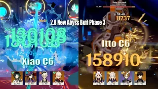 Xiao C6 x Itto C6 Speed Run 2.8 New Abyss Buff Phase 3 - Plunge vs Charged Showdown