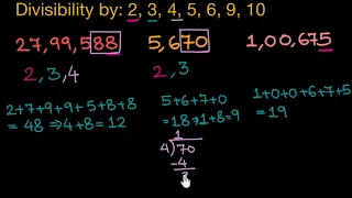 Divisibility tests for 2, 3, 4, 5, 6, 9, 10 (Hindi)