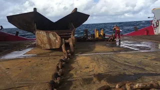 World's largest Anchor Handler in action! Pre-lay Timelapse 16 Anchors. AHTS