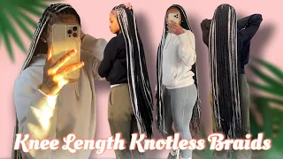 MY FIRST TIME DOING KNEE LENGTH KNOTLESS BRAIDS!!! (DETAILED)
