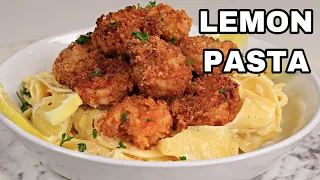 The BEST Ever Creamy Lemon Pasta With Crispy Fried Shrimp 🤤 | Chef Kiss