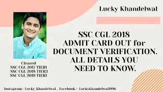 Every Important detail regarding Document Verification of SSC CGL 2018