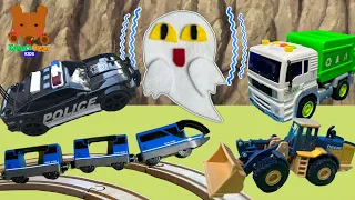 Ghost Train & Working Car Videos! Scary Ghost Living in a Tunnel Stories 【Kuma's Bear Kids】