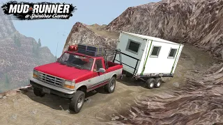 Spintires MudRunner Driving From A Camping Trailer Uphill On An Extreme Road