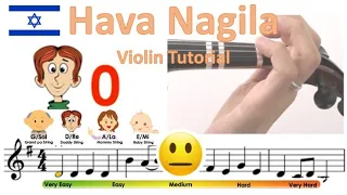 Hava Nagila הבה נגילה sheet music and violin finger pattern tutorial