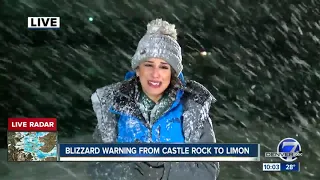 Denver7 Reporters get blown around, frozen as winter storm enters Denver metro.