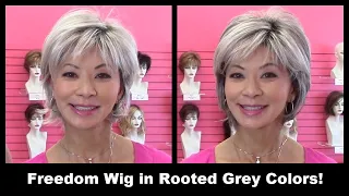 NEW Freedom Wig in Rooted Grey Colors!  Average and Large Size! (Godiva's Secret Wigs Video)