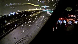 Cockpit view Boeing 747-400F MIA Wet Departure - TimeLapse