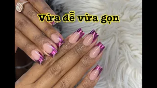 Làm french tip Chrome cực kỳ đơn giản | Nail art designs 2023