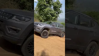 Modified Jeep compass climbing steep dirt road #jeepcompass #jeep #jeeplife #offroad4x4