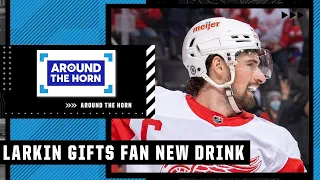 BEER HIM! Dylan Larkin's nice gesture after spilling a fan's drink 🍻 | Around The Horn