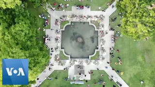 Drone Footage Captures Uvalde Town Square Memorial