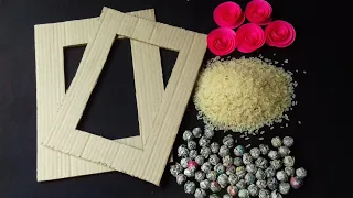 2 Superb and Easy Photo Frame Making with Rice and Newspaper | Photo Frame Making at Home