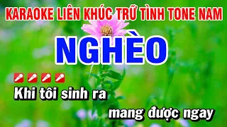 Karaoke Liên Khúc Trữ Tình Nhạc Sống Tone Nam Dễ Hát - Nghèo | Hoài Phong Organ