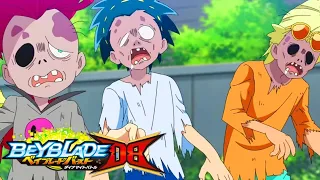 BEYBLADE ZOMBIE APOCALYPSE! FUNNY MOMENTS!  BEYBLADE BURST DYNAMITE BATTLE EPISODE 36