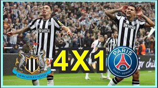 Newcastle vs PSG 4-1 Highlights Goals Champions League #newcastle #psg #goals  EDDIE HOWE NEWCASTLE