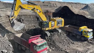 Caterpillar 6015B Excavator Loading Mercedes & MAN Trucks With Two Passes - Sotiriadis Mining Works