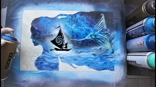 Moana GLOW IN DARK - SPRAY PAINT ART - by Skech