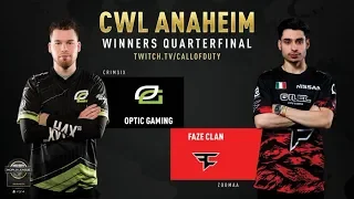 Optic Gaming vs FaZe Clan | CWL Anaheim 2019 | Winners Quarterfinal